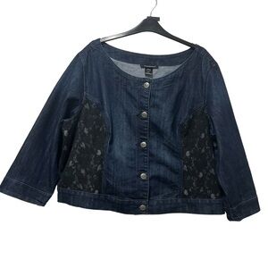 Ashley Stewart Denim and Black Lace Jacket Size 22/24
